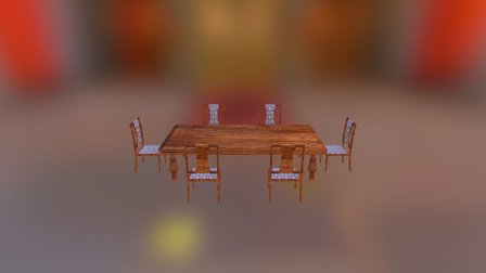 Dining Table And Chairs - Textured 3D Model