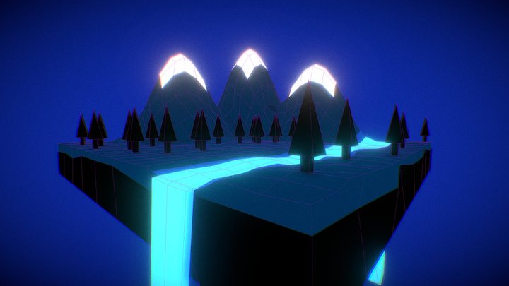 Mountain Landscape [80s Retro Style] 3D Model