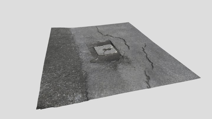 Asphalt 02 - Cement foundation, light post 3D Model