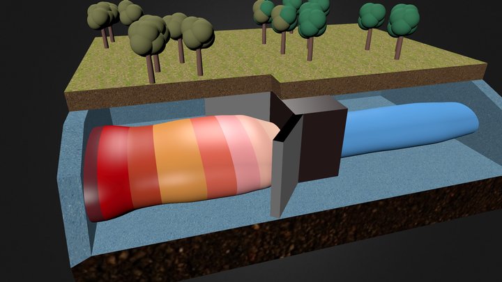 Funnel and Gate Permeable (Bio)Reactive Barrier 3D Model