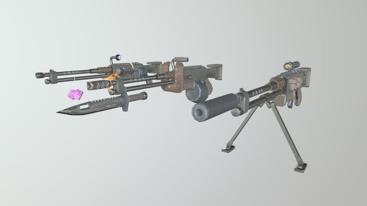 Modular Post-Apocalyptic Weapon 3D Model