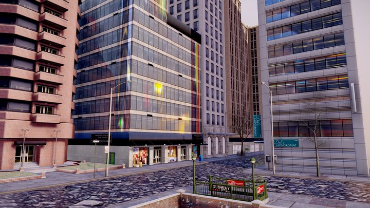 Full Gameready City Buildings II 3D Model