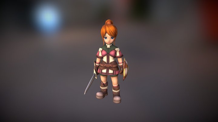 RPG Female Knight 3D Model