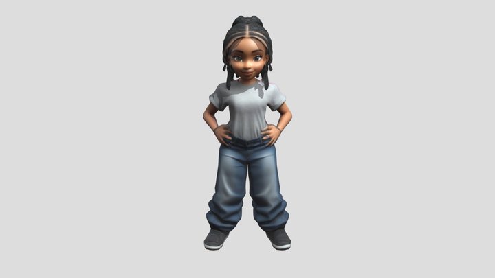 Casual African American Female (BY ZZZVBER) 3D Model