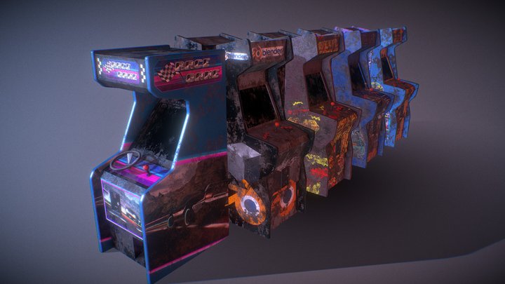 Old Arcade Cabinets 3D Model