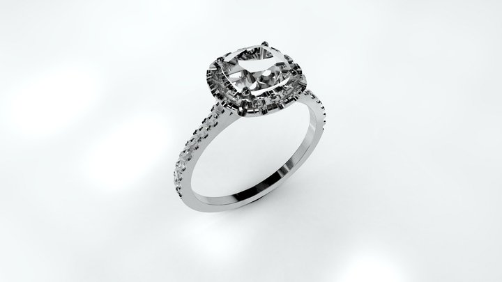 Halo Diamond Ring 3D Model