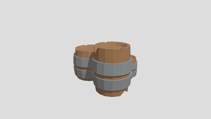 low-poly Barrel 3D Model