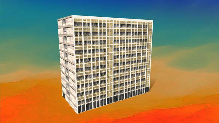 low poly multi storied building 3D Model