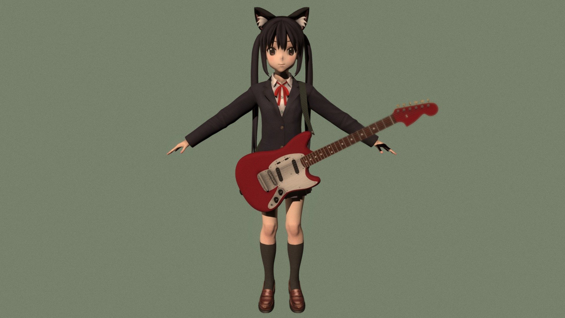 T Pose Rigged Model Of Azusa Nakano - Buy Royalty Free 3D Model By 3d ...