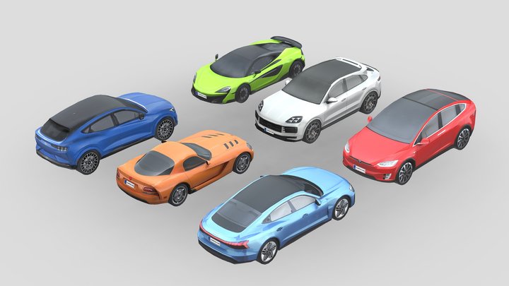 Low-Poly Car Pack 004 - Performance Powerhouses 3D Model