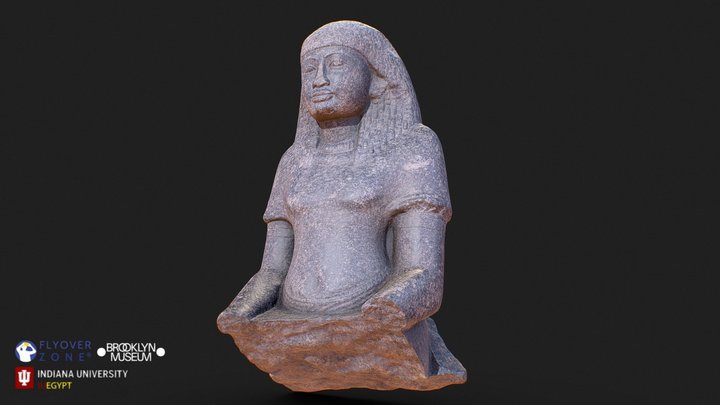 3D rendering of Seated Statue (head and torso)