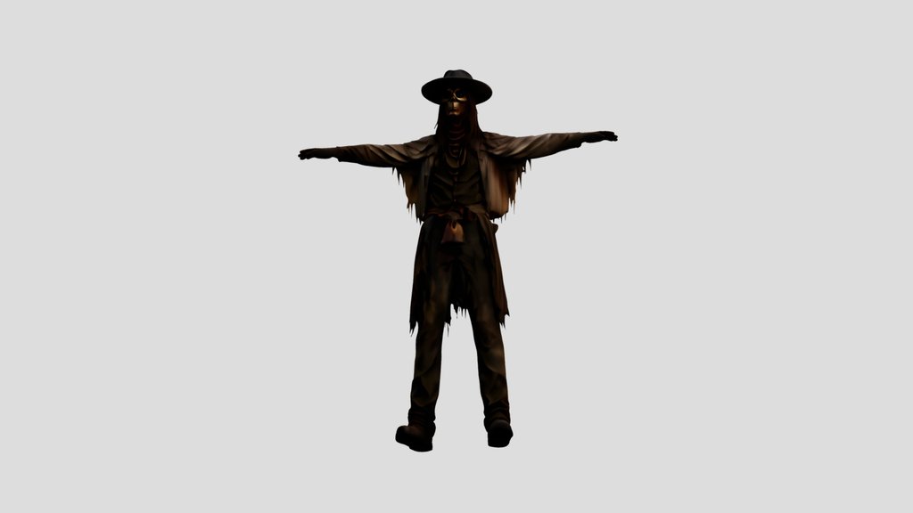 tattered scarecrow-like humanoid in wide-brim h