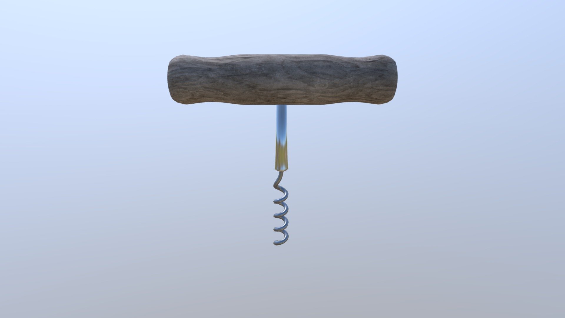 Wooden and two metal composite corkscrew