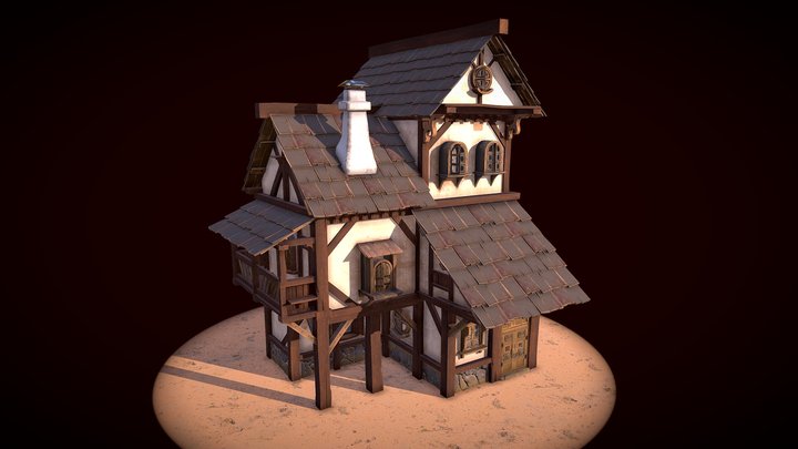 Game ready Medieval house in Blender Substance 3D Model