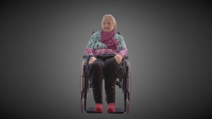99 year old woman in wheel chair 3D Model