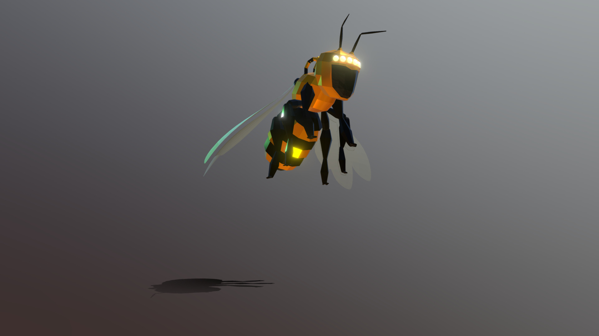 3D model Mechanical Bee - This is a 3D model of the Mechanical Bee. The 3D model is about a helicopter flying in the sky.