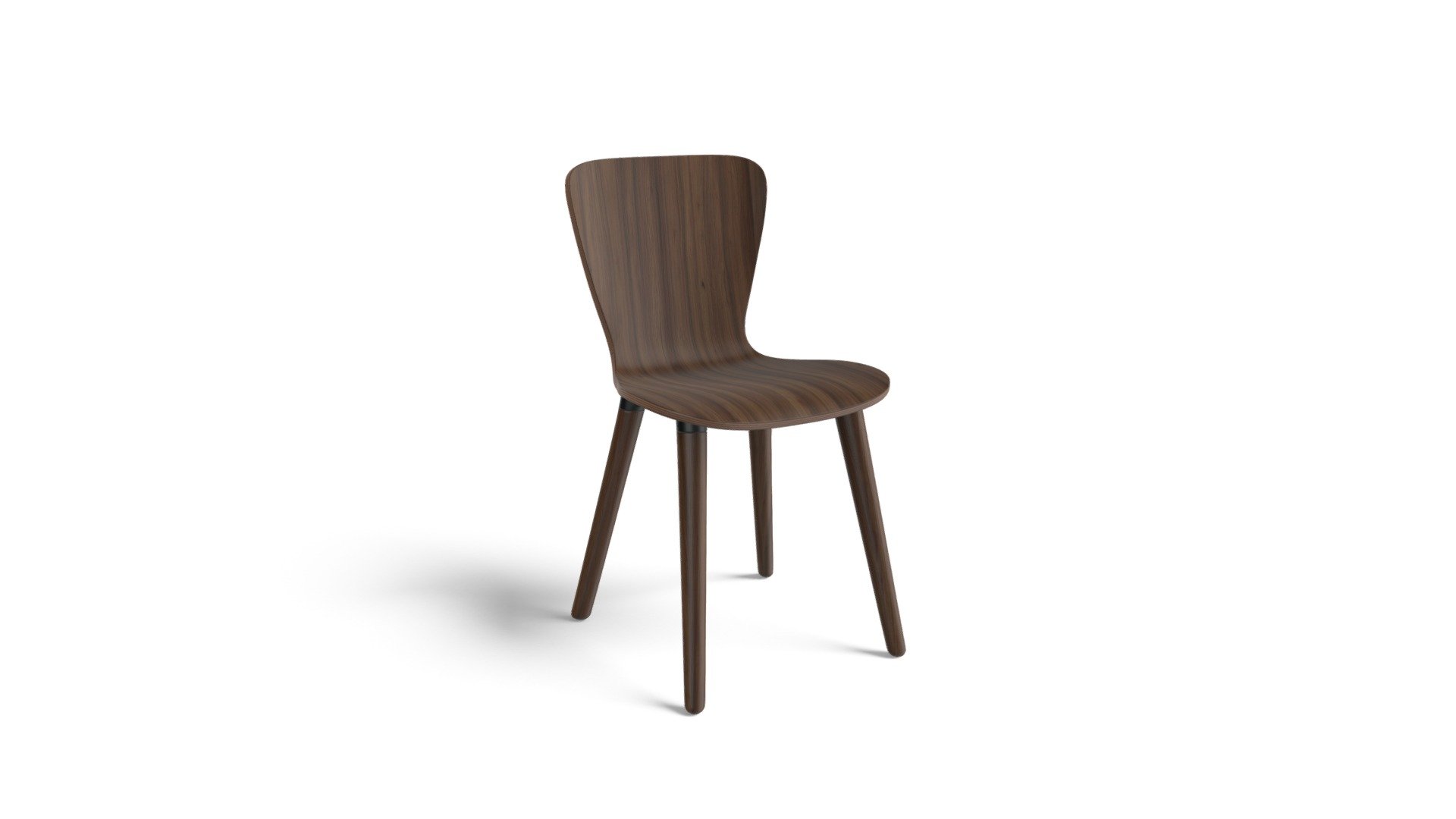 Set Of 2 Edelweiss Dining Chairs, Walnut & Black Download Free 3D