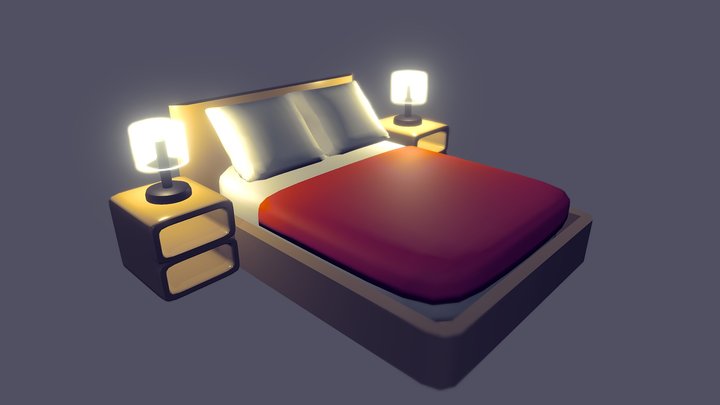 Stylized lowpoly bed 3D Model