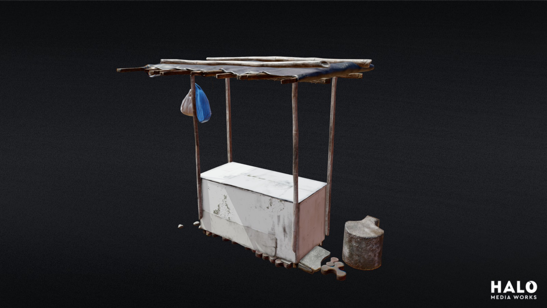 3D model Mumbai Food Stand - This is a 3D model of the Mumbai Food Stand. The 3D model is about a small white boat.