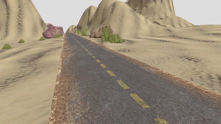 Desert Landscape with Road 3D Model