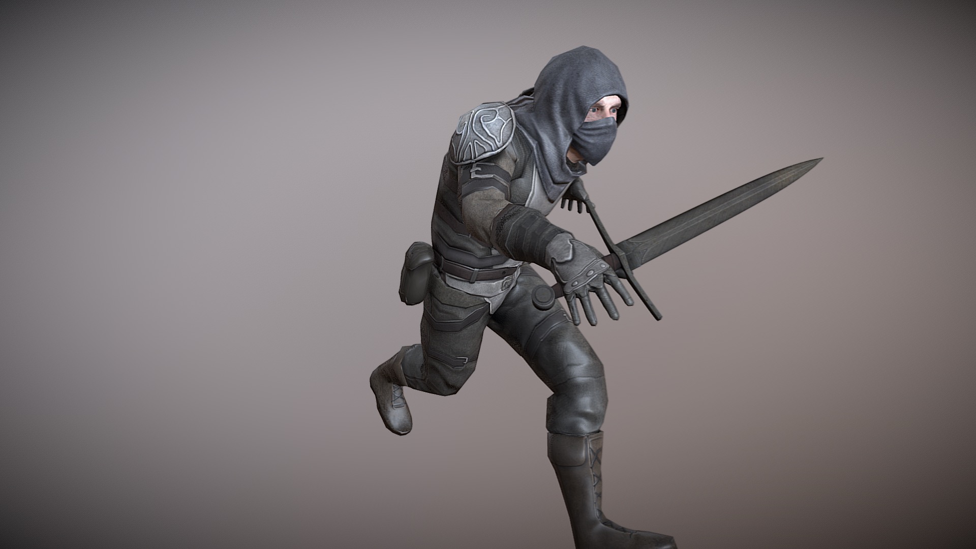 3D model Thief - This is a 3D model of the Thief. The 3D model is about a man in a garment holding a sword.