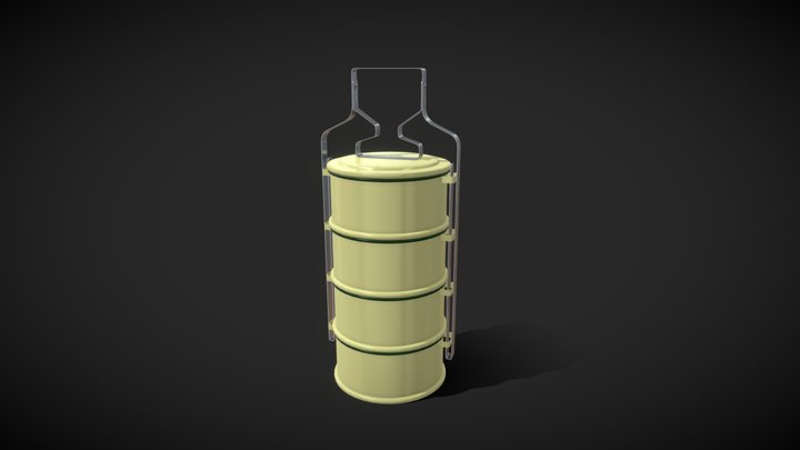 Pin-To Tiffin carrier Bento Thai 3D Model 3D Model