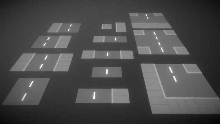 Low Poly Road Pack 3D Model