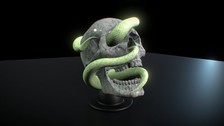 Marble Skull head consumed by tentacles 3D Model