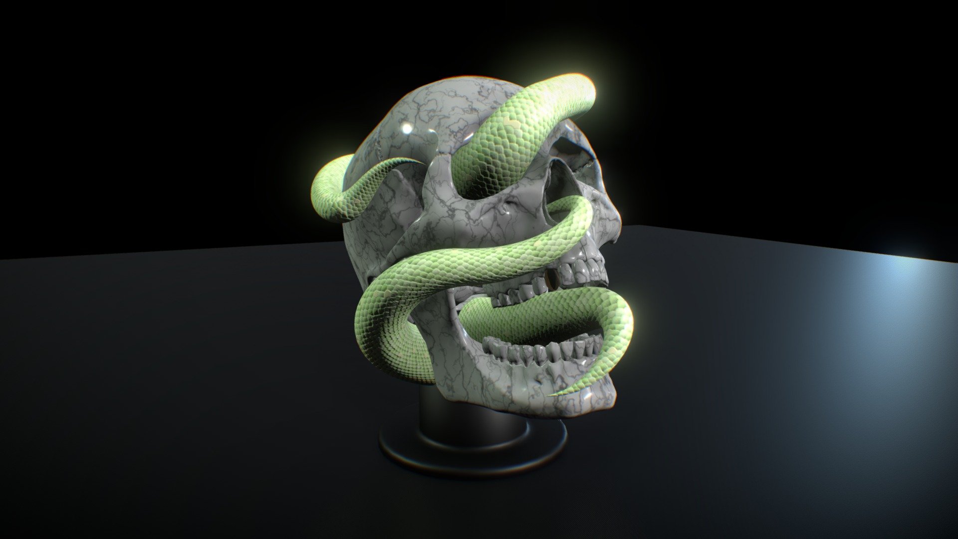 Marble Skull head consumed by tentacles