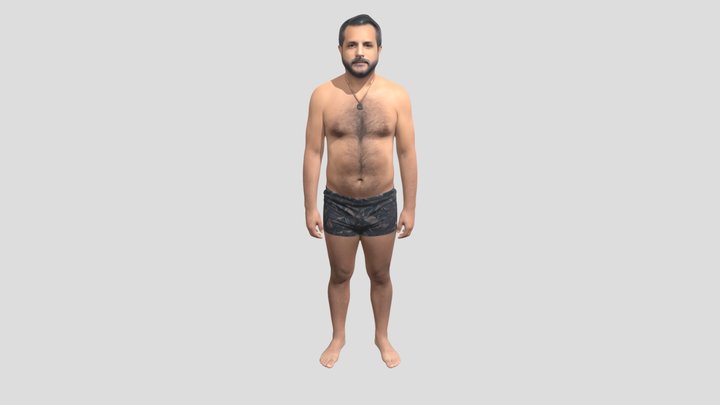 Shirtless Man in Patterned Swim Shorts – Modello 3D gratuito STL