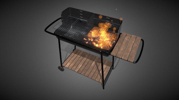 Barbecue fire animated 3D Model