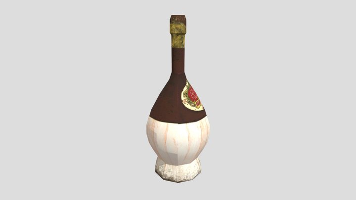 Chianti Wine Bottle Venetian City Scene 3D Model