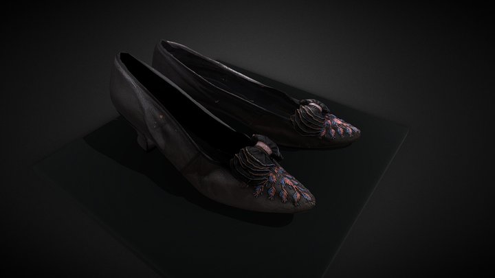 Pair of black heeled shoes 3D Model