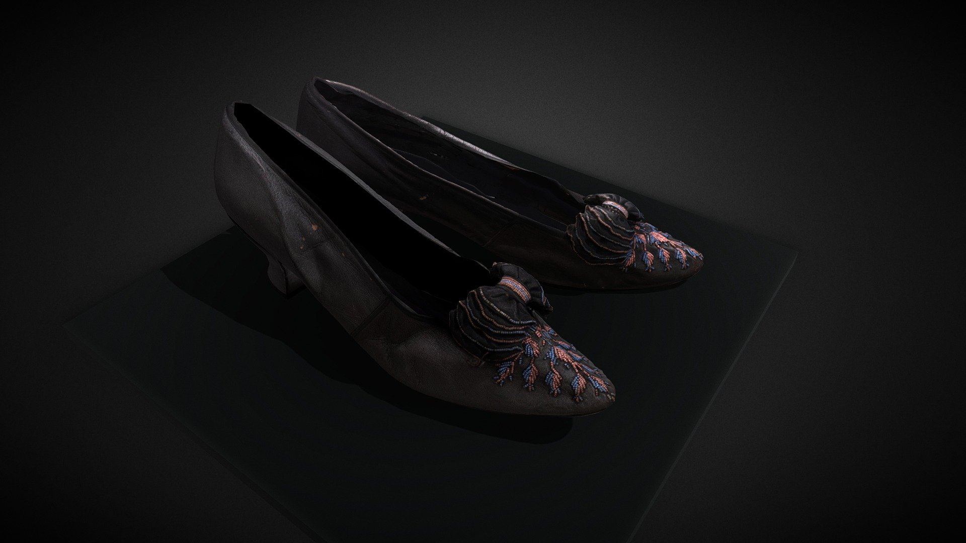 Pair of black heeled shoes — Sketchfab embed 3D viewer
