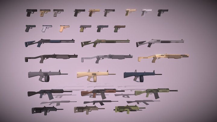 Low poly pack (Shotguns&Pistols) 3D Model
