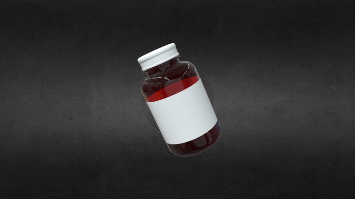 Amber Glass Pill Bottle 3D Model