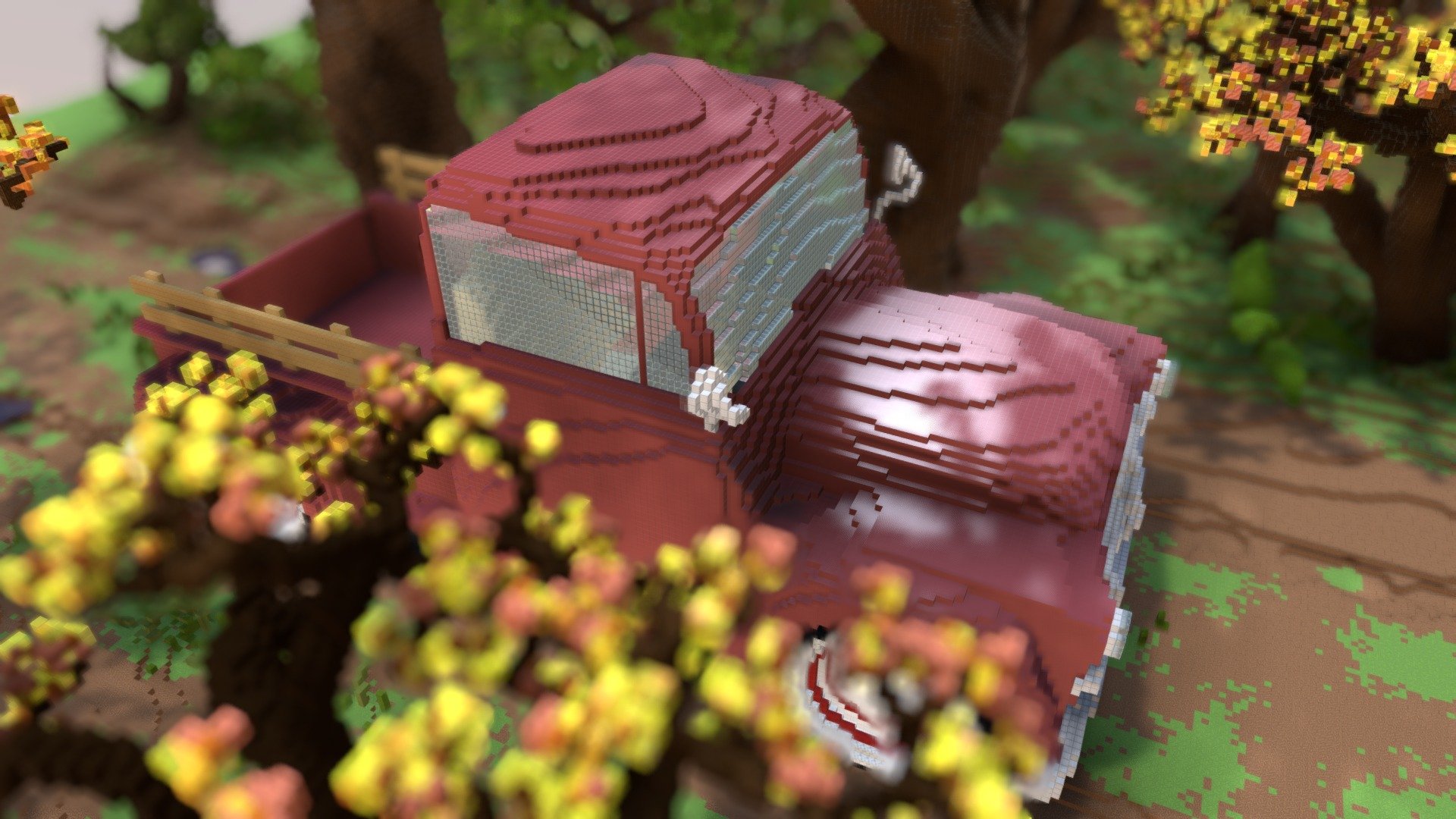 Old Red Truck on a Fall Road - 3D model by Plutouthere [fcbe273 ...