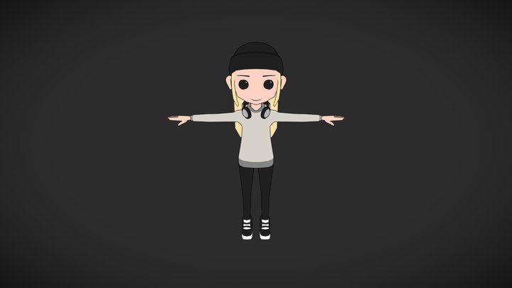Stylized Low-Poly Girl 3D Model