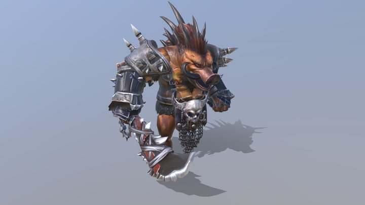 Wild Boar Pig Warrior 3D Model