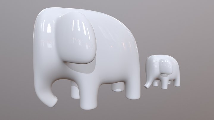 Porcelain elephants 3D Model