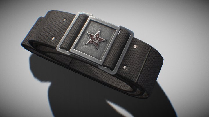 Belt buckle with red star 3D Model