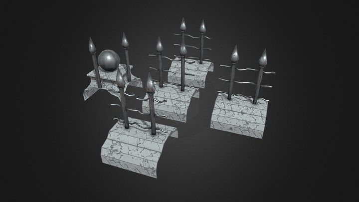 Modular Graveyard Fence 3D Model