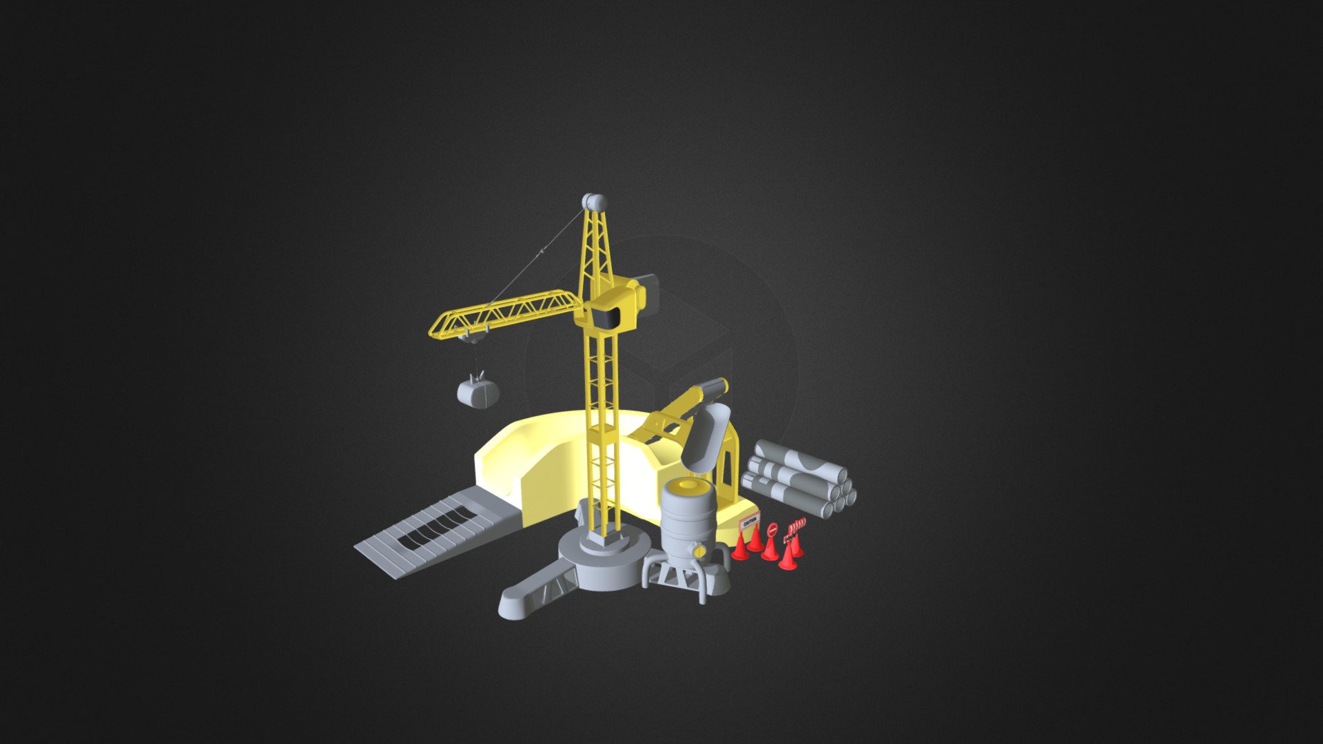 3D model Crane Toy - This is a 3D model of the Crane Toy. The 3D model is about a yellow and white robot.