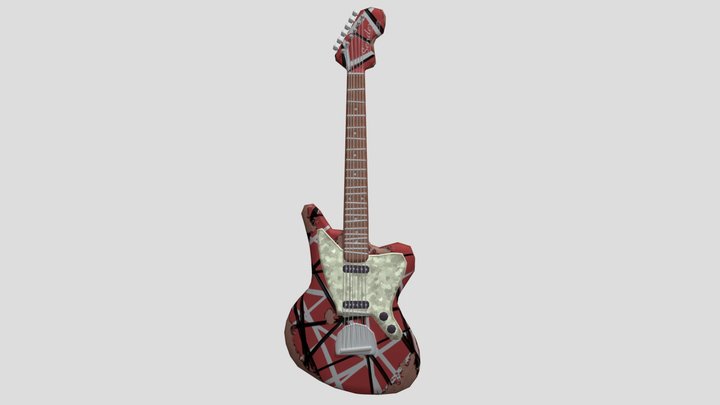 Stylized Guitar Model, Low Poly, EVH Inspired 3D Model