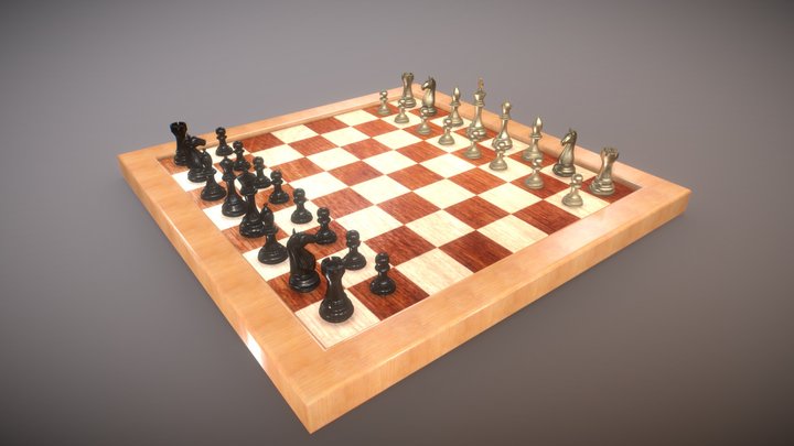Chess board set 3d model 3D Model