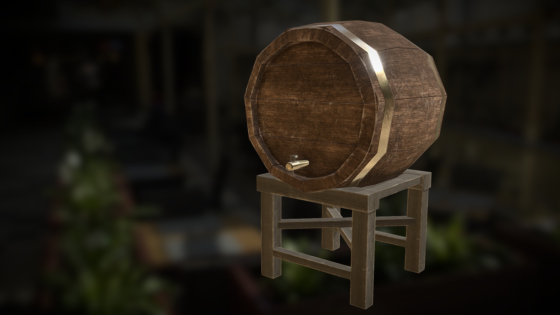3D model Wine Barrel - This is a 3D model of the Wine Barrel. The 3D model is about a wooden box with a key on it.