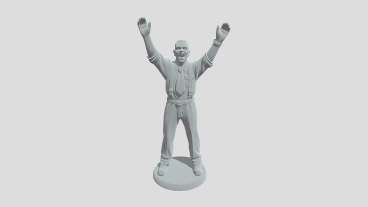Celebrating civvys- Joyful Man with Raised Arms 3D Model