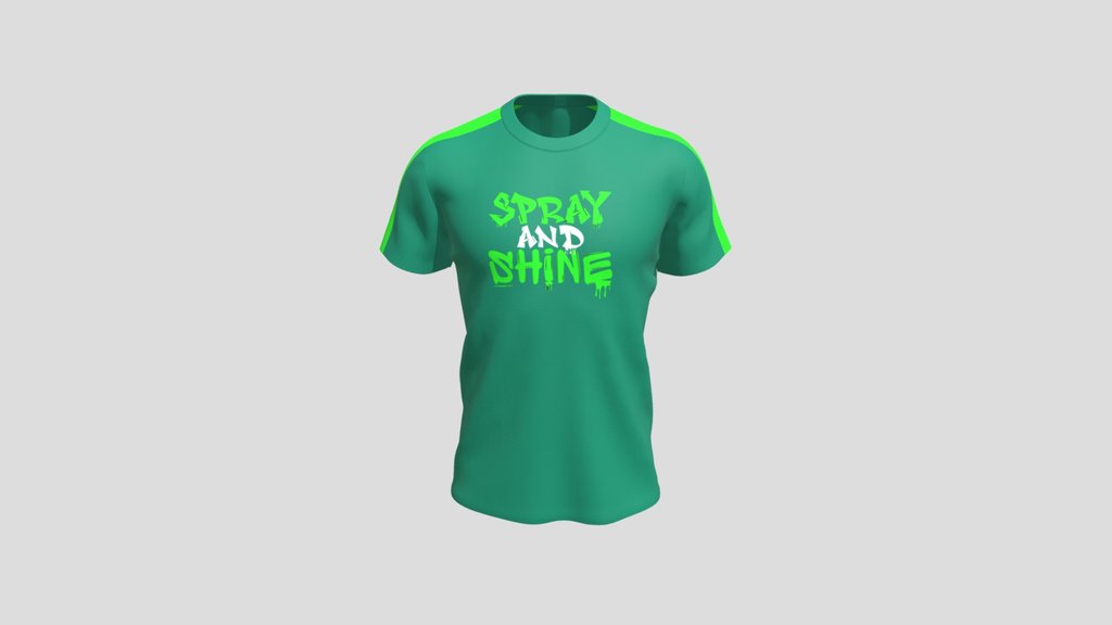Spray And Shine Green Panel T Shirt