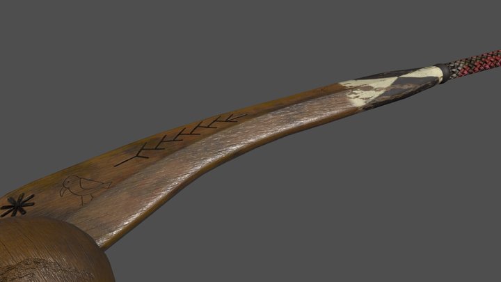 Native American War Club Redo with Textures 3D Model