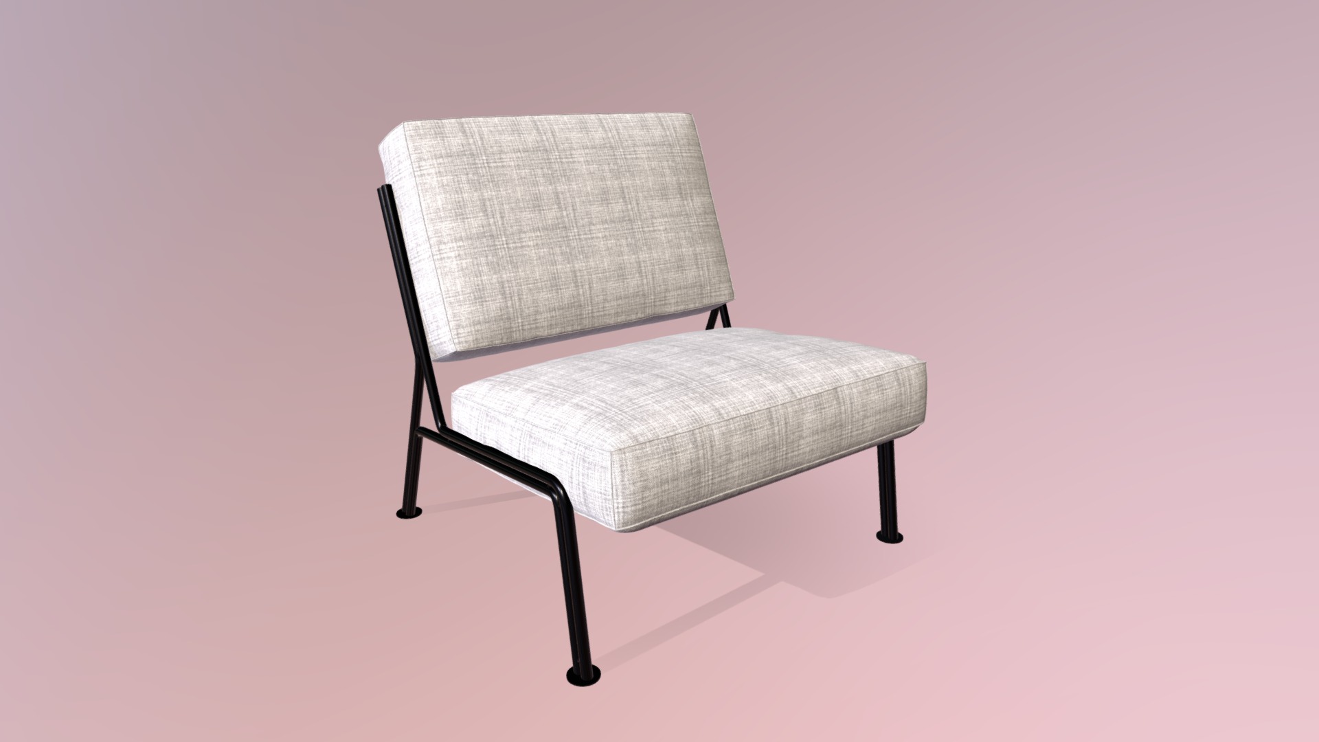 3D model Enameled Metal Lounge - This is a 3D model of the Enameled Metal Lounge. The 3D model is about a chair with a cushion.